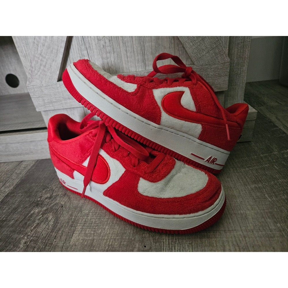 Nike Air Force 1 Low "To You" Valentine's Day Fuzzy Red White Youth 6Y